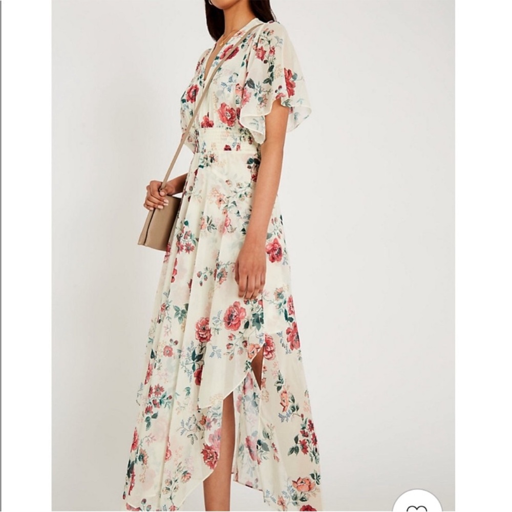 Maje Rachelle Asymmetric Floral Print on Off White size 3 or Small Slit Front - Picture 4 of 13